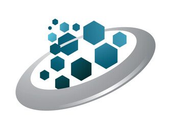 polygones dans un cercle abstrait futuriste logo-v18