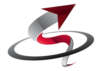 flèche a ondulation 3d futuriste moderne logo-v17