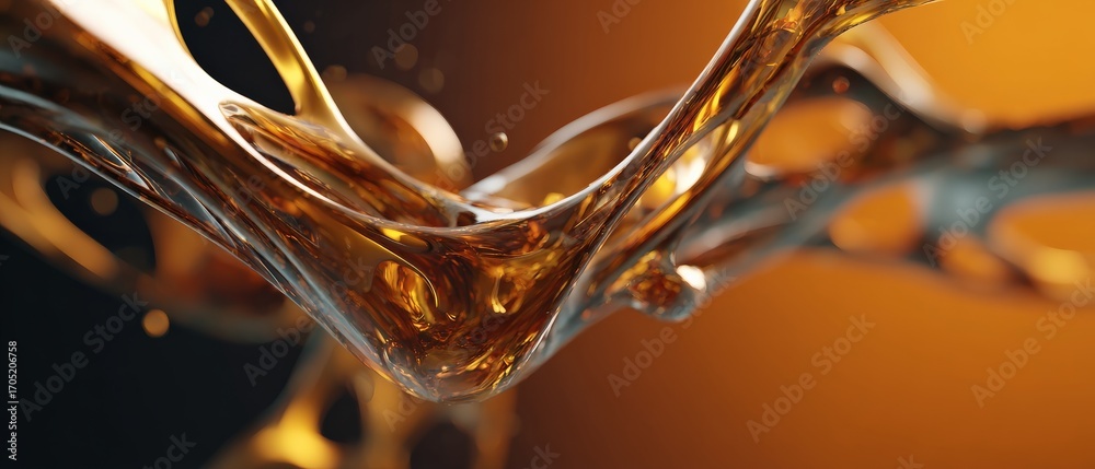 Canvas Prints abstract golden liquid wave with smooth flowing motion on warm gradient background concept of luxury