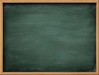Empty Green Chalkboard with Wooden Frame, School Board Texture Background