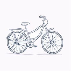 Fototapeta premium Hand-drawn sketch depicting a classic bicycle in a minimalist style, ideal for illustrating sustainable urban transport, leisure cycling, or an active, healthy lifestyle