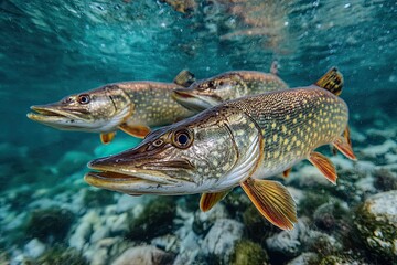 Naklejka premium sturgeon gracefully glides through clear water