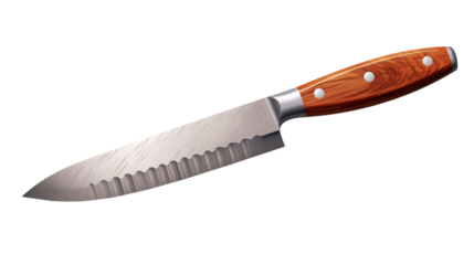 Professional serrated bread knife with elegant wooden handle, perfect for culinary needs and kitchen prep