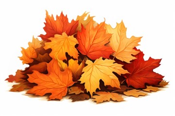 Fototapeta premium Autumn leaves vibrant seasonal illustration