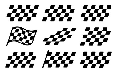 Collection of Black and White Checkered Flags and Patterns