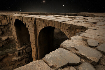Cosmic landscape features rifts revealing distant stars and mystical formations in an otherworldly setting