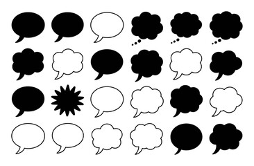 Collection of Black and White Speech and Thought Bubbles