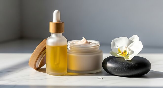 Minimalist Skincare Set Product Photography Clean Beige Studio