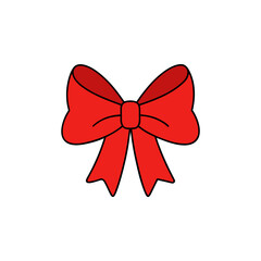 Red bow isolated on transparent background