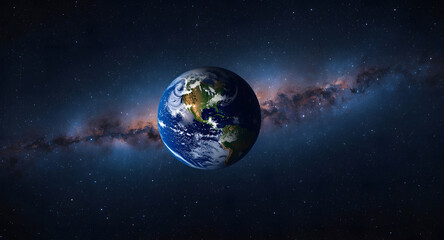 Obraz premium Planet Earth Floating in Space with the Milky Way in the Background