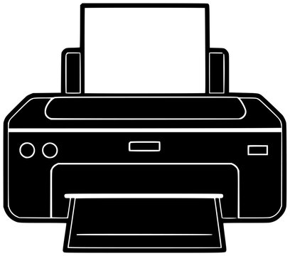 printer illustration school silhouette paper logo office icon tool outline computer print technology work document business digital education set shape with vector graphic background