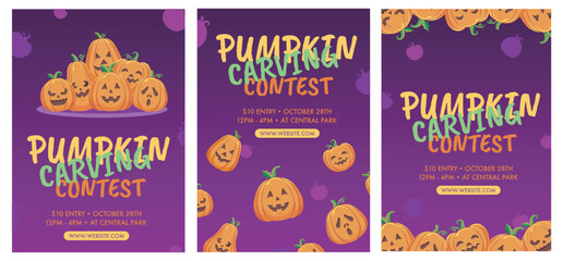Pumpkin Carving Contest Poster and flyer Design for Halloween  Competition Event