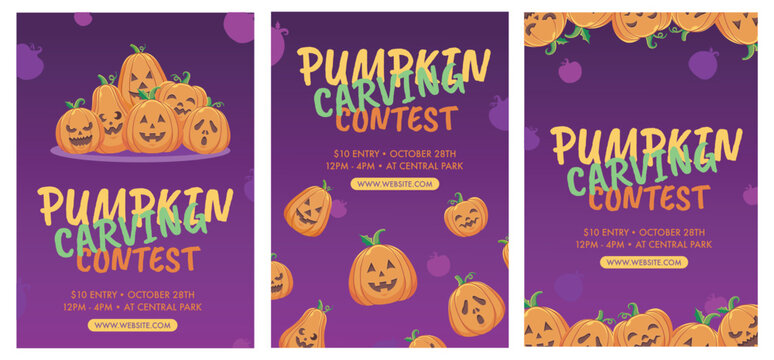 Pumpkin Carving Contest Poster and flyer Design for Halloween  Competition Event
