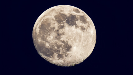 Obraz premium Gritty Autumn Full Moon with Indigo Halo for Seasonal Reflection and Hope 