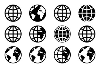 Collection of Globe Icons: Abstract and Detailed Earth Representations