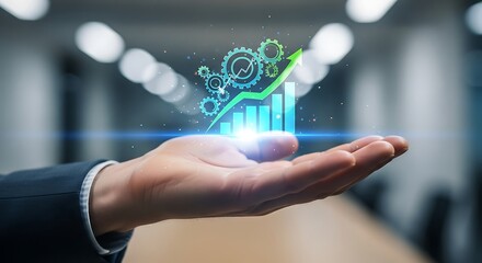 Business growth strategy and financial success in the palm of hand