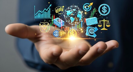 Global business and finance technology in the palm of your hand