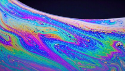 Rainbow Soap Film Macro Photography: Vibrant Colors and Fluid Texture
