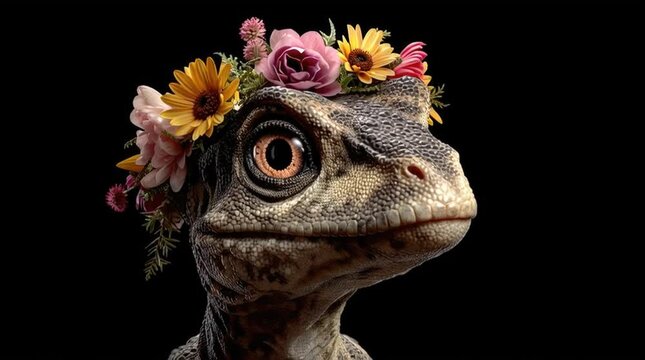 Baby Dinosaur with Flower Crown
