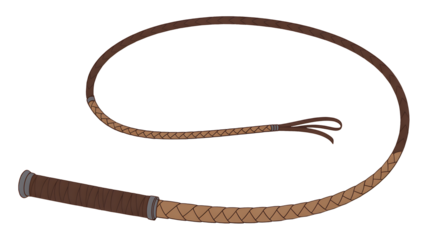 Classic braided leather bullwhip for action adventure and historical reenactments