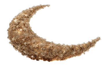Crescent moon, textured with stars