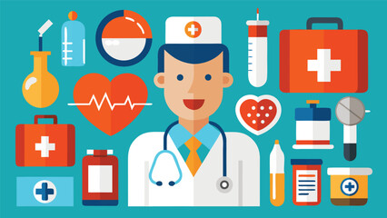 Medical professional with healthcare tools and symbols showcasing the importance of medicine and wellness