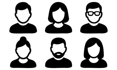 People and Avatars Flat Vector Icon Set &ndash; Male and Female Profiles