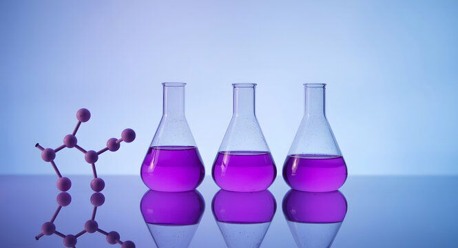 Scientific Research with Beakers and a Molecular Model