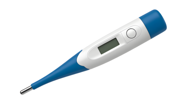 Modern digital thermometer with clear display for precise health monitoring and medical care