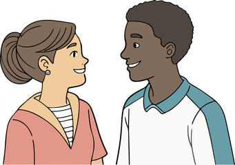 Obraz premium Two people standing outdoors having a friendly conversation, representing a communication lifestyle and human bonding