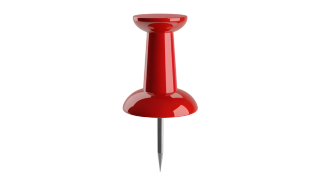 Shiny red push pin ready to secure important documents or mark a location
