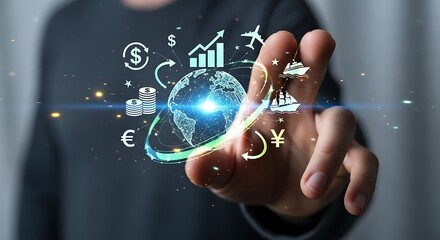 Global business and finance concept with digital technology trends