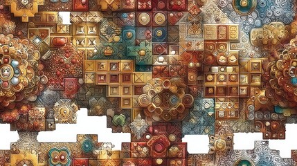 kawaii monster friends Colorful Abstract Composition of Geometric Patterns and Textured Cubes in a Creative Art Installation a kawaii monster friends seamless pattern