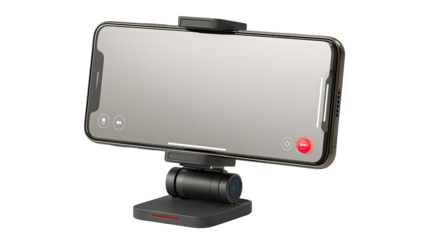 Smartphone-mounted video recording stand.  A device designed for video capture
