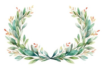 Christmas laurel wreath pattern plant white background.