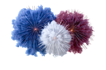 Vibrant fireworks display in red, white, and blue showcasing celebration and festivities.