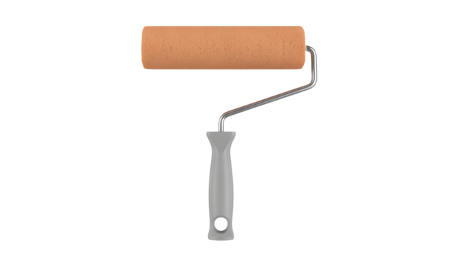 Professional paint roller ready for home renovation, painting, and creative projects in bright spaces