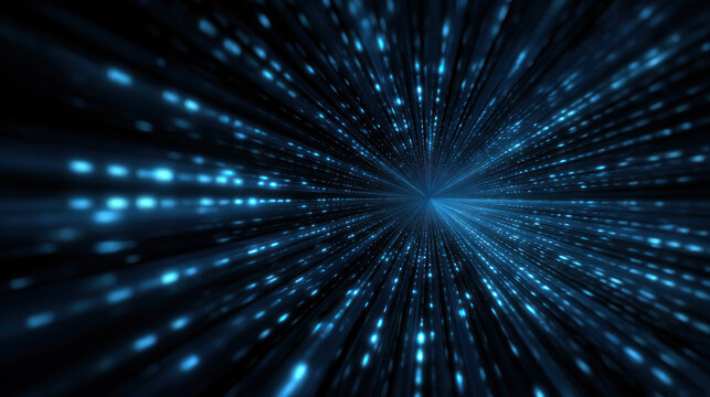 A vibrant blue digital burst with radiating light effects representing modern technology and abstract design.