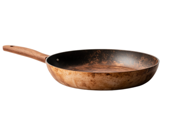 Wooden frying pan, perfect for culinary creations, placed on a white isolated background.