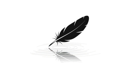 Elegant feather reflection in tranquil water surface radiating gentle ripples design © happy