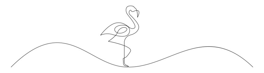One Line Art Flamingo in Water Minimalist