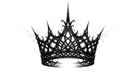 Intricate dark gothic crown illustration with a spiky design on a clean white background