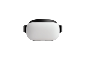 Virtual reality headset with sleek design on a white background.