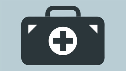 Obraz premium Medical kit with a prominent cross symbol set against a light blue background