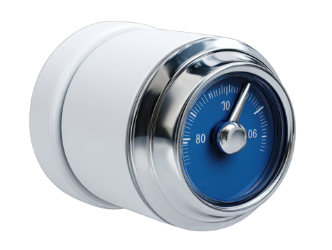 White instrument gauge with blue face