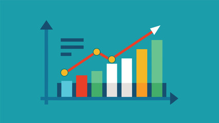 Graph illustrating increasing trends and data analysis with vibrant colors on a teal background