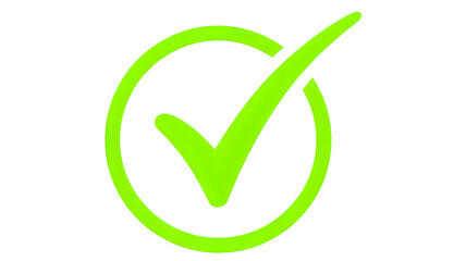 Bright neon checkmark icon in circle, representing approval, success, and validation