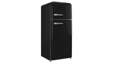 Sleek retro refrigerator with modern efficiency, perfect for stylish kitchen designs today