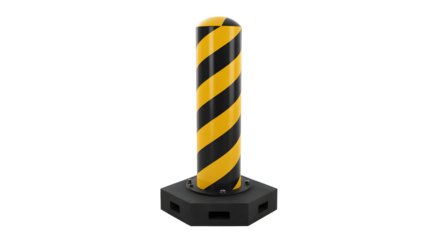 Durable bollard with black and yellow stripes ensures safety and protection for pedestrians