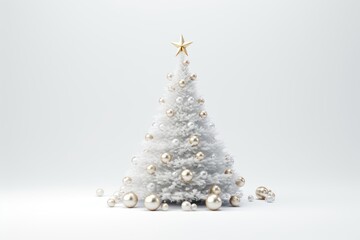 Christmas white tree white background.